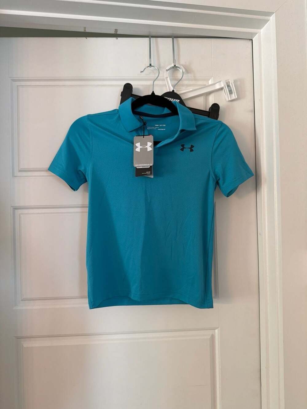Under Armour Boys HeatGear Tech Polo Shirt Cyan Youth Small